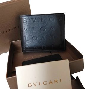Bvlgari Monogram Black Leather Bifold Wallet